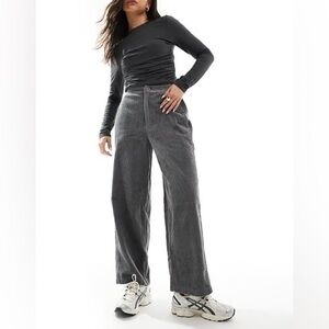 ASOS Design Petite Cord Barrel Pants in Charcoal Grey Size 2P
